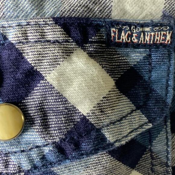 Flag & Anthem Flannel Plaid Shirt Mens M Long Sleeve Chest Pocket Button Preppy - Picture 7 of 11